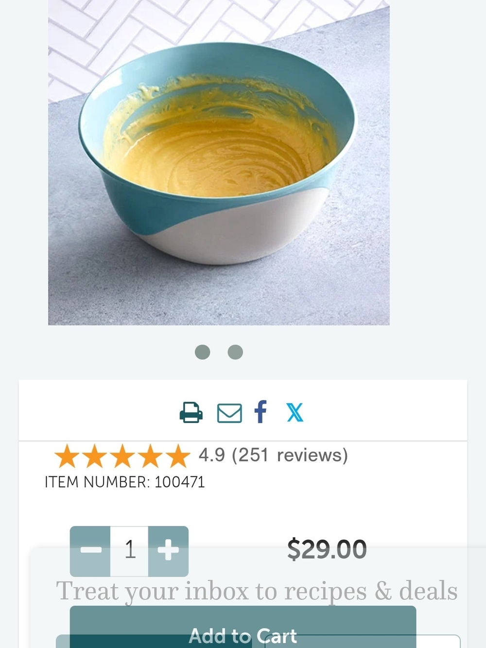 Pampered Chef Blue and White 4-Qt Plastic Mixing Bowl Set